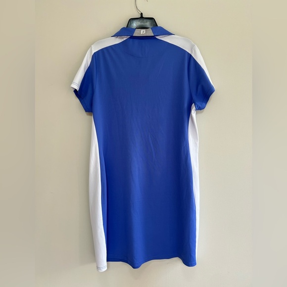 FootJoy Stretch Piques Performance Knit Golf Dress, Blue/White, size L - Picture 3 of 7